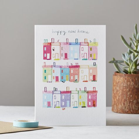 Just a Card Indie Week — Yeshen Venema New Home Illustration, Happy New Home Card, Moving House Card, Moving Card, New Home Card, Moving Cards, Happy New Home, Cat Birthday Card, Bird Birthday