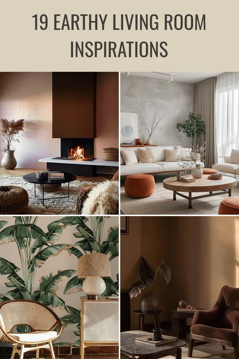 Looking to transform your living space into a cozy retreat? Check out these 19 earthy living room inspirations that blend nature seamlessly with modern design. From muted modern styles to warm, inviting fireplaces, we’ll guide you through the best decor tips to create a serene and picturesque area in your home. Get inspired by natural earthy patterns, shades of brown furniture, and ways to cultivate a warm ambiance filled with charm. Your ideal living room awaits transformation! Minimalist Boho Living Room Inspiration, Earthy Living Room Aesthetic, Cozy Living Room Designs Color Schemes, Warm Minimalist Living Room, Earthy Modern Living Room, Moody Modern Living Room, Modern Earthy Living Room, Earthy Living Room Ideas, Living Room Inspiration Farmhouse