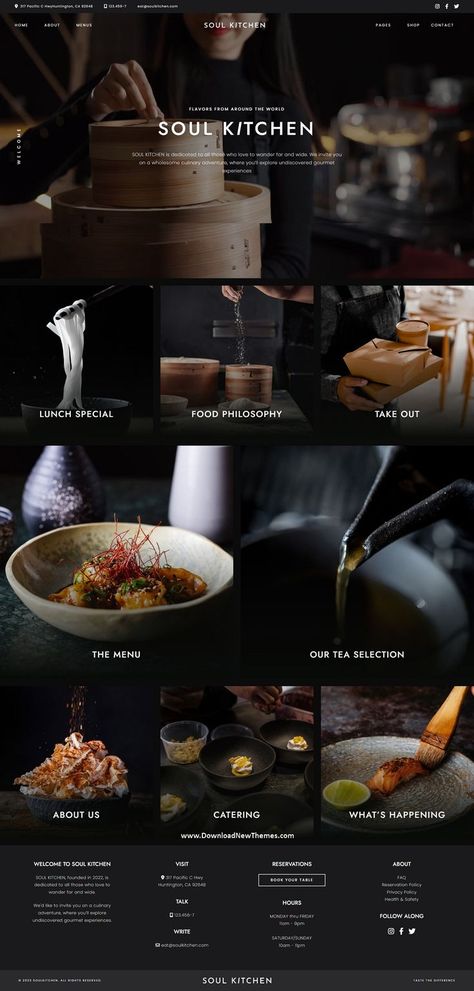 SoulKitchen - Restaurant WordPress Theme Food Website Design Inspiration, Bar Website Design, Cafe Website Design, Food Website Design, Elegant Website Design, Fine Dining Menu, Cafe Website, Restaurant Website Design, Food Web Design