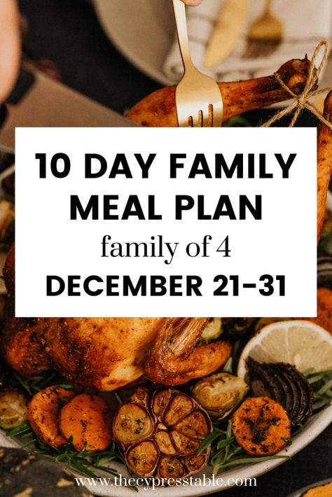 Christmas Meal Plan, Beef And Brown Gravy, 10 Day Meal Plan, December Meal Plan, Parmesan Chicken And Rice, December Meals, Vacation Meal Planning, Gluten Free Family Meals, Chicken And Sweet Potato