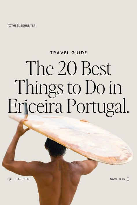 Are you looking for the 20 Best Things to Do in Ericeira Portugal? Or are you planning a coastal road trip around Portugal from Lisbon? Look no further. In this travel guide, we’ll dive into the surf, the restaurants, the praias, and the best hotels, helping you navigate your way through the vibrant coastal town of Ericeira, Portugal, where the spirit of adventure meets the tranquility of the sea. #portugal #travelguide #surfing #ericeira #travel #traveleurope Portugal Surf Trip, Surfing Portugal, Portugal Lifestyle, Portugal Ericeira, Surf Style Home, Portugal Surf, Coastal Road Trip, Portugal Aesthetic, Ericeira Portugal