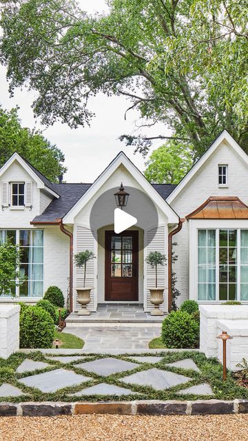 RIVER BROOK on Instagram: "Happy first day of fall from one of our most loved projects - Euclid! 

From a 1950s style home to a charming cottage...with the perfect first day of fall decor🍂🎃 

#riverbrookdesign #riverbrookconstruction #falldecor #falldecorations #exteriordesign #homedecor" Front Windows Exterior, Exterior Bay Window Ideas, Soft White Paint, Paint Color White, Cottage Exterior Colors, Goodbye October, October Hello, Arched Entry, White Paint Color