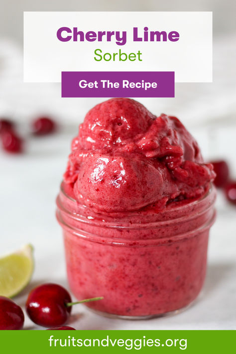 Beat the heat with this two-ingredient cherry lime sorbet. No ice cream maker needed—just cherries &  limes for a refreshing summer treat! Sorbet Recipe, Lime Sorbet, Sorbet Ice Cream, Homemade Ice Cream Recipes, Sorbet Recipes, Ice Cream Treats, Recipe Boards, Nice Cream, Ice Cream Maker