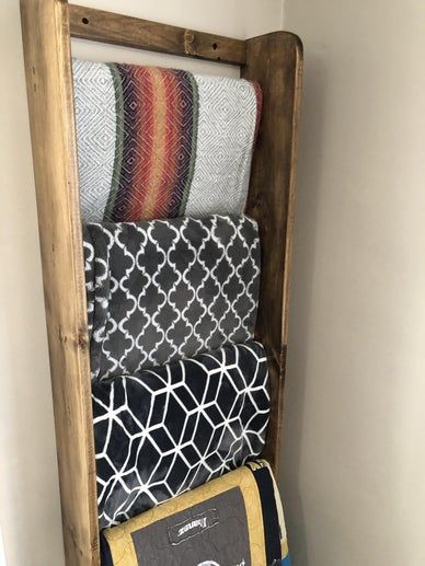 Wall Mounted Blanket Ladder : 9 Steps (with Pictures) - Instructables Diy Wall Blanket Holder, Blanket Wall Rack Diy, Mounted Blanket Ladder, Blanket Rack Diy, Hanging Blanket Ladder, Wall Blanket, Blanket Holder, Blanket Rack, Blanket On Wall