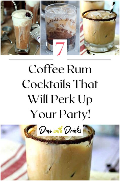 Collage of 4 coffee rum cocktails. Rum And Coffee Drinks, Rum Coffee Cocktail, Coffee With Alcohol Recipes, Rum Coffee Drinks, Coffee Rum Cocktails, Coffee Liqueur Cocktails, Coffee Alcoholic Drink, Alcoholic Drinks Rum, Coffee Cocktail Recipes