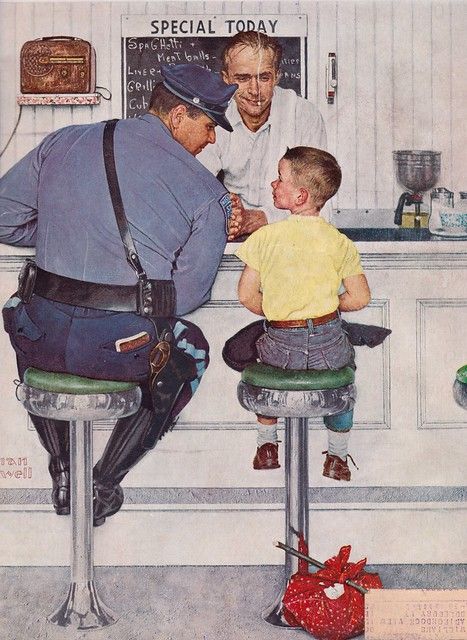 Saturday Evening September 20, 1958 | Norman Rockwell | barbiescanner | Flickr Norman Rockwell Prints, Police Art, Norman Rockwell Art, Rockwell Paintings, The Runaway, Norman Rockwell, Famous Artists, Art Moderne, Vintage Prints