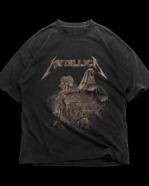 Vintage Metallica t-shirt design ...AND JUSTICE FOR ALL This design is made using a Metalica album cover design with some modifications. In this design to achieve this quality, I used some advanced techniques that are used by Metalica. and this design made for just showcasing the skill sets. Disclaimer (This design is not for sale and it's not an official Metalica design.) #graphicdesign #merchdesign #2024 #tshirtdesign #tshirtprinting #tshirtlovers #photoshopdesign #adobe #creativecloud ... Metalica Shirt, Spn Dr, Metallica Logo, Vintage Band T Shirts, Metallica Shirt, Metallica T Shirt, Metal Shirts, Grunge Shirt, Metal T Shirts