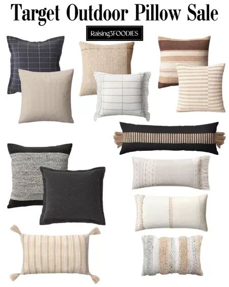 Outdoor Blankets And Pillows, Neutral Outdoor Pillows, Outdoor Couch Pillows, Outdoor Pillow Combinations, Outdoor Pillows Ideas Color Schemes, Porch Pillows Outdoor, Patio Pillows Outdoor, Target Outdoor, Modern Outdoor Pillows