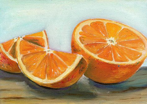 Painting Orange, Fruits Drawing, Fruit Wall Art, Orange Painting, Pastel Sec, Food Painting, Fruit Painting, Orange Art, A Level Art