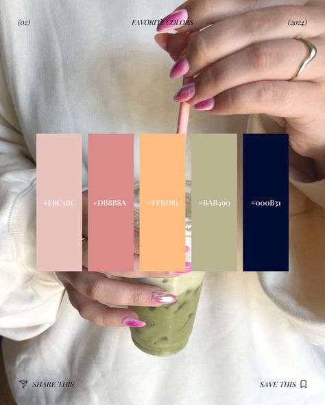 Color palettes I’m loving right now ✨👩🏻‍💻 Save these for your next creative project or Canva design!! Whether you are in the mood for more a strawberry matcha vibe or a brown nuetrals aesthetic, I included both! 😊 If you want to use these, all you have to do is in Canva type the hex code into the color palette!! The hex code is the numbers like this #FDBC00 ✨ Even though I am a social media manager, I LOVE BRANDING. 🤪 I love putting together color palette suggestions for my clients Insta... Hex Aesthetic Colors, Calendar Colour Palette, Hex Number Color Palette, Color Palette For Social Media, Social Media Colour Palette, Matcha Palette, Social Media Color Palette, Brand Color Palette Hex Codes, Canva Color Palette Codes