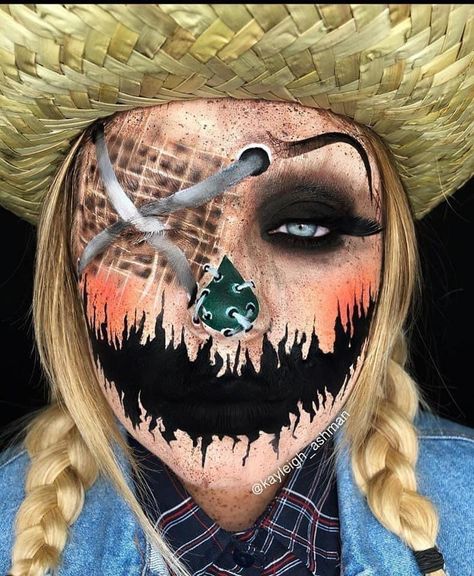 Scary Scarecrow Makeup, Scarecrow Makeup Tutorial, Scarecrow Makeup Halloween, Cute Scarecrow Makeup, Easy Scarecrow Makeup, Halloween Costume Scarecrow, Scarecrow Makeup Ideas, Easy Diy Halloween Makeup, Halloween Makeup Videos