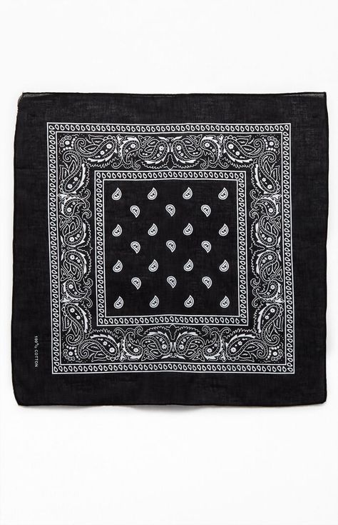 Black Handkerchief, Swag Hats, Black Bandana, Cholo Art, Rainbow Unicorn Birthday, Bandana Style, Bandana Styles, Sale Clothing, Cotton Bandanas