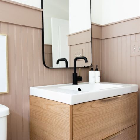 @collectedeclectic5311 is back at the remodel game again, and they opted to use our Cherry Natural Wood Slab for their bathroom remodel using a Godmorgon vanity. It has 2 drawers and end panels, complete with matching horizontal wood grain across all of the components, for a consistent look from one side to the other. The smallest detailed decisions can have a huge impact, especially on a small cabinet or a smaller space, and we’re digging the end result! Godmorgon Vanity, Ikea Bathroom Vanity, Ikea Sektion Cabinets, Ikea Godmorgon, Custom Bathroom Cabinets, Ikea Cabinet, Cabinet Faces, House Bathrooms, Ikea Bathroom