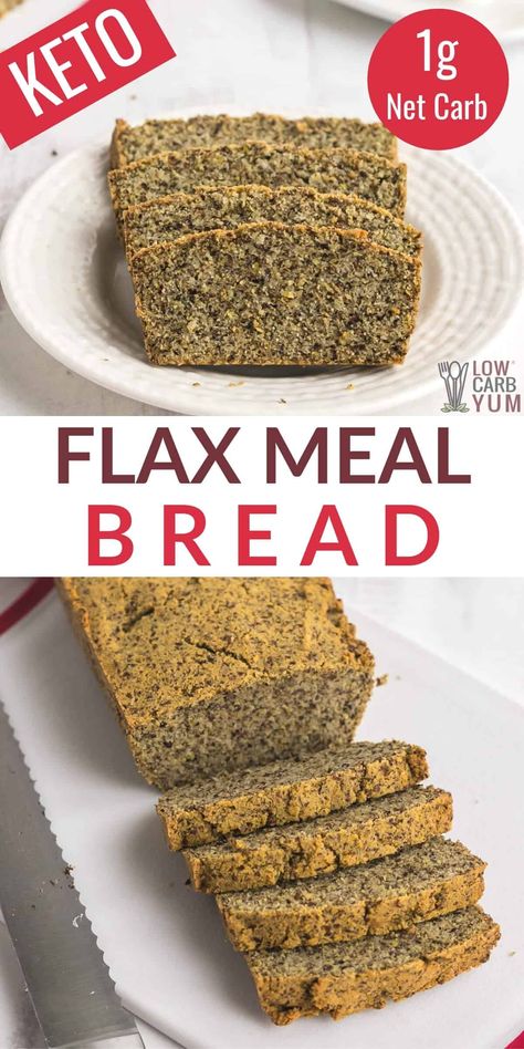 This easy and delicious flax meal bread recipe is full of healthy ingredients. It's great for making tasty keto sandwiches or low-carb toast. Flax Bread Keto, Flax Seed Bread Keto, Flax Meal Bread, Flax Meal Recipes, Keto Bento, Flax Recipes, Keto Bakes, Flaxseed Recipes, Keto Sandwiches