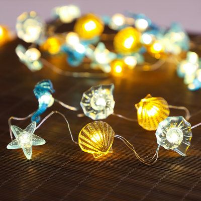 Package List: 1 x Conch seahorse starfish shell String Lights, 1 x Batteries Pack ( 3AA Batteries are not included), 1 x USB Cable, 1 x Remote Control The Holiday Aisle® | The Holiday Aisle® Hassiel 120" String Lights 120.0 W | Wayfair Ocean Themed Wall Decor, Boho Beach Room Decor, Sunshine Themed Bedroom, Nautical Bedroom Theme, Aquatic Room Decor, Fish Decor, Beach Themed Fairy Lights, Beach Theme Bedroom Night Lights, Unique String Lights