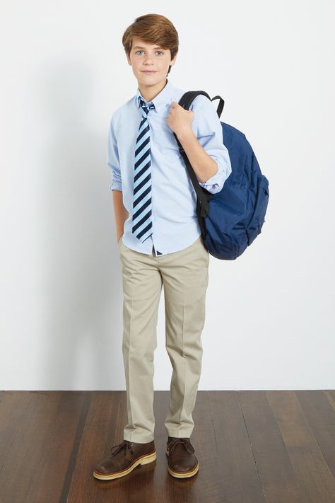 Mornings just got easier with our dress code-friendly shirts that put a stylish spin on traditional uniforms. A subtle logo and precise fit make these shirts the perfect pick for families on the go. Boy Pick, Boys School Uniform Outfits, School Uniform Outfits Boys, Private School Uniforms Male, School Uniforms Boys, Kids Going To School, Boys Uniforms, School Wear, Boys School Uniform