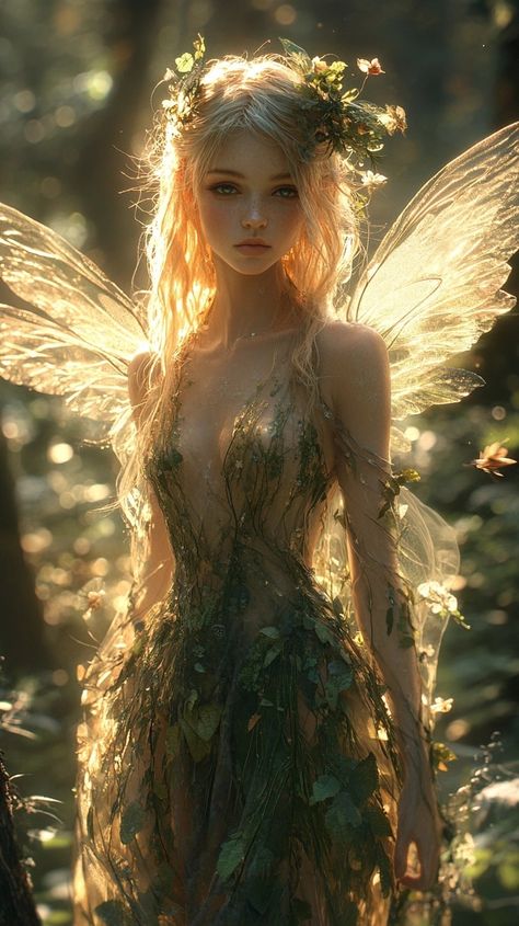 Fairy Realistic, Forest Fairy Aesthetic, Enchanted Forest Fairy, Fae Aesthetic, Nature Fairy, Ethereal Fairy, Light Fairy, Elves Fantasy, Pixies Fairies