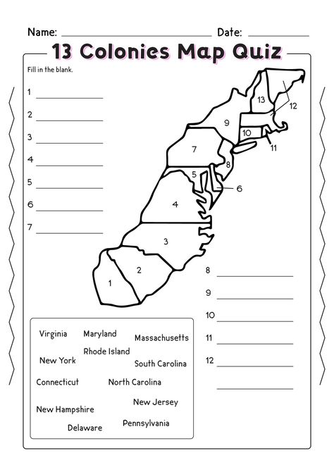 13 Colonies Map Quiz History Activities For Kids, Social Studies Worksheets For 3rd Grade, 1st Grade Social Studies, Elementary Social Studies, Elementary Social Studies Activities, 2nd Grade Social Studies, 2nd Grade Social Studies Worksheets, 3rd Grade History Worksheets, 3rd Grade Homeschool Ideas