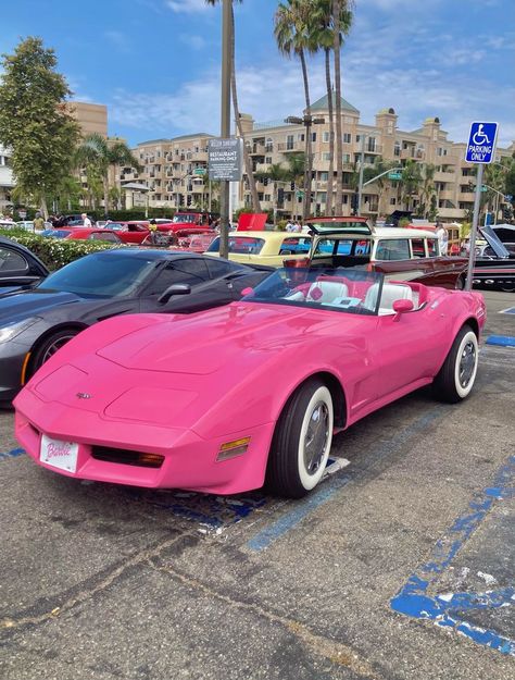 Pink Muscle Cars, Pink Corvette Vintage, Barbie Corvette, Pink Chevy, Pink Bmw, 1982 Corvette, Chevrolet Corvette C4, Pink Corvette, Old Corvette