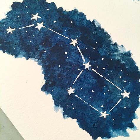 Illustration of the Big Dipper constellation by Katie Campbell (@katieillustrates).  #constellations #bigdipper #starart #stars #ursamajor Big Dipper Tattoo, Big Dipper Constellation, Constellation Drawing, Dipper Constellation, Stars Watercolor, Galaxy Drawings, Blue Scrapbook, Constellation Art, Big Dipper