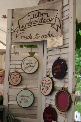 Knew I drove those shutters across the country for a reason! Craft Stall Display, Craft Fair Table, Display Towels, Craft Show Booths, Craft Show Booth, Jewerly Displays, Renegade Craft Fair, Embroidery Hoop Crafts, Craft Fairs Booth