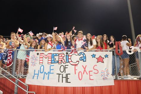 football fnl usa american themed football games student section spirit section spirit week hoco Usa Student Section Theme, Themed Football Games, Usa Themed Football Game, Football Game Student Section, Student Section Themes, Student Section, Spirit Week, Football Game, Football Games