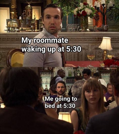 Except replace "My roommate waking up at 5:30" with "My dad getting ready for work at 5:00" and you've got me summed up. 😂 Memes Br, Morning Humor, Animal Memes, Satire, Best Memes, Funny Posts, Dankest Memes, Really Funny, I Laughed