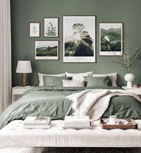 Sage Green Home Décor [Room by Room] | Wallsauce US Sage Bedroom, Best Bedroom Colors, Intimate Space, Sage Green Bedroom, Green Walls, Redecorate Bedroom, Green Home Decor, Green Interiors, Green Rooms