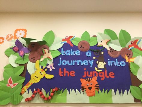 Preschool Decorations, Jungle Theme Classroom Decorations, Safari Classroom, Preschool Door, Habitats Projects, Jungle Theme Classroom, Classroom Borders, Bday Decor, America Theme