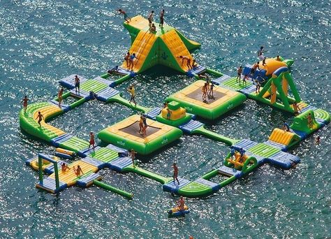 the worlds greatest aquatic bouncy castle Water Park, Having Fun, Floating, Water