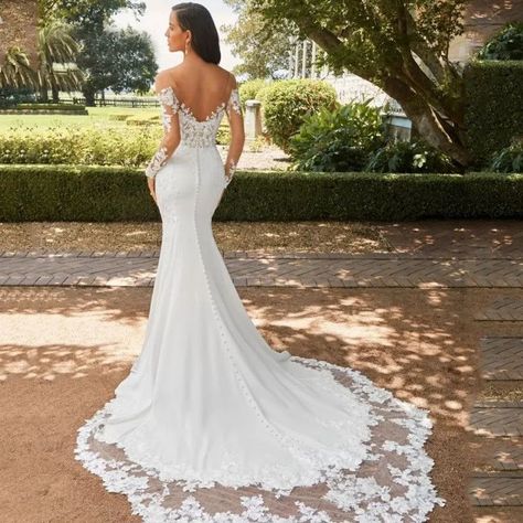 Long Sleeve Backless Lace Fishtail Wedding Dress 🤍 Fabric name: Other Color: White Sleeve type: lace sleeve Main fabric composition: Polyester (polyester fiber) Waist Type: Mid waist Size: 2,4,6,8,10,12,14,16,16W, 18W, 20W, 22W, 24W, 26W Applicable Gender: Female Skirt length: long skirt Sleeve length: long sleeve #vestigefashion Lace Fishtail Wedding Dress, Fishtail Dresses, Fishtail Wedding Dress, Wedding Dresses Mermaid Sweetheart, Long Sleeve Ball Gowns, Mermaid Sweetheart, Lace Beach Wedding Dress, Beach Bride, Dresses Mermaid