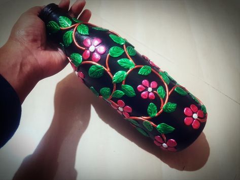 Bottle Art with clay, clay art in bottle, Bottle Painting, Handpainted Bottle Air Dry Clay Bottle Art, Activities For Summer Camp, Bottle Art With Clay, Clay Bottle Art, Art With Clay, Art And Craft Activities, Activities For Summer, Clay Bottle, Bottle Decoration