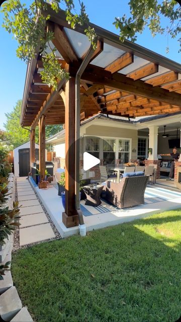 Cover Your Pergola on Instagram: "500 Square Foot Hip Beam Transition. SkyPoly Pergola Patio Cover. We rocked the 8x8 posts and 4x12 headers with a 4x8 transition beam when the roof elevation changed up. SkyPoly Hercules System as always. Bronze color. Hugely popular letting through so much light but blocking all the rain / UV rays. DM or text 972-342-1645 to quote!" Simple Roof Design, Skypoly Pergola, Patio Cover, Hip Roof, Pergola Patio, Backyard Ideas, The Roof, Covered Patio, Hercules