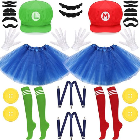 Mario and Luigi duo costume for women Mario Halloween Costumes, Luigi Costume, Cartoon Costume, Cartoon Dress, Duo Costumes, Cartoon Costumes, Halloween Cartoon, Blue Skirts, Christmas Birthday Party