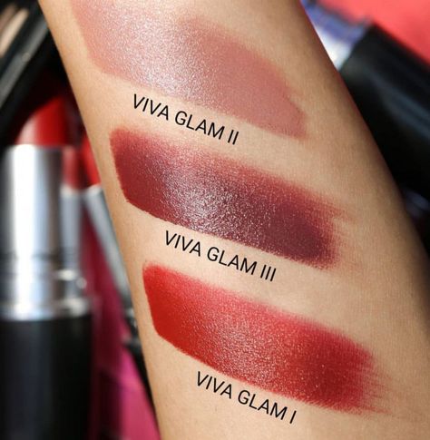 Viva Glam Mac Lipstick, Mac Lipstick Swatches, Lipstick Colour, Mac Lipstick Shades, Mac Viva Glam, Mac Collection, Viva Glam, Velvet Teddy, Lipstick Swatches