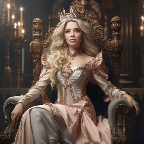 Blonde Queen Fantasy Art, Queen Sitting On Throne Drawing, Queen On Throne Art, Dark Princess Art, Queen Sitting On Throne, Woman On Throne, Queen On Throne, Princess Sitting, Sitting On Throne