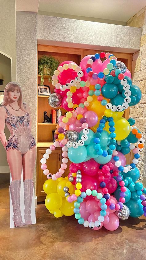 Happy Birthday Lover🩷 #swiftie parties need swiftie trading bracelets. Order your Swiftie Bracelet install YODAY! 🎥: 18ft organic… | Instagram Summer Birthday Party Decor, Lover Bday Party, Taylor Birthday Party Ideas, Bracelet Birthday Party, Taylor Swift 30th Birthday Theme, Lover Birthday Party Ideas, Taylor Swift Pool Birthday Party Ideas, Lover Era Birthday Party, My First Era Birthday Taylor Swift