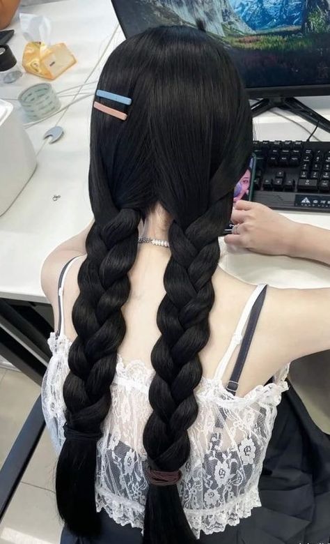 Long Thick Hair Ponytail Styles, Long Silky Hair Aesthetic, Silky Hair Aesthetic, Korean Braids Hairstyles, Thick Shiny Hair, Thickest Hair, Black Long Hair, Upper Lip Hair, Long Shiny Hair