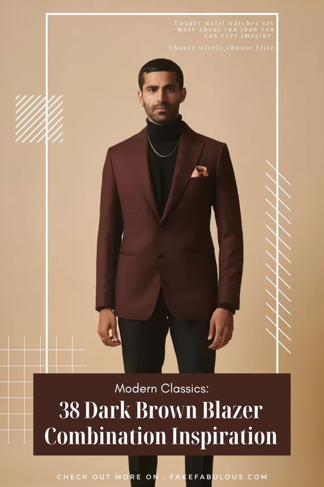 Step up your fashion game with 38 innovative ways to wear a dark brown blazer. Explore how to blend classic charm with modern trends for effortlessly cool outfits.  #DarkBrownBlazerLooks #BlazerCombinationIdeas #StylishBlazerOutfits #BrownBlazerStyle #MensFashionInspo #ChicBlazerCombinations #ProfessionalWearIdeas #CasualBlazerStyles #FashionForwardMenswear #ElegantBlazerEnsembles Blazer Outfits Men For Wedding, Casual Blazer Outfits Men Wedding, Dark Brown Blazer Outfit Mens, Blazer Combinations For Men, Blazer Outfit Ideas, Blazer Ideas, Dark Brown Blazer Outfit, Brown Blazer Outfit Men, Brown Blazer Men