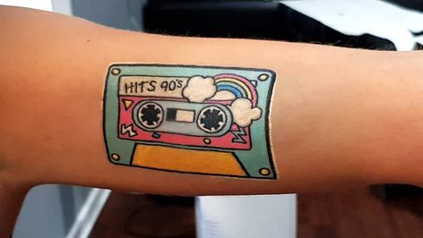 Nostalgia Tattoo, Cassette Tattoo, Buttercup Tattoo, Little Prince Tattoo, 90s Tattoos, Prince Tattoos, Couple Tattoos Unique, Theme Tattoo, Kawaii Tattoo