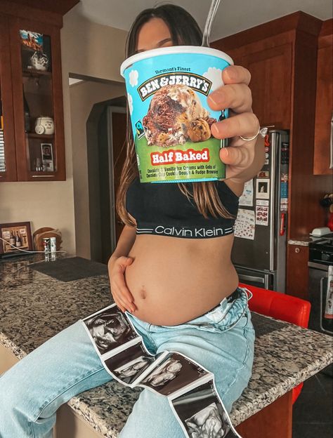 Half Baked Picture, Half Bloomed Pregnancy, 20 Weeks Pregnant Photo Ideas, Half Baked Baby Announcement, Half Baked 20 Weeks Pregnant, Maternity Food Photoshoot, 20 Weeks Maternity Pictures, Half Baked Maternity Photo Ideas, 20 Weeks Photoshoot