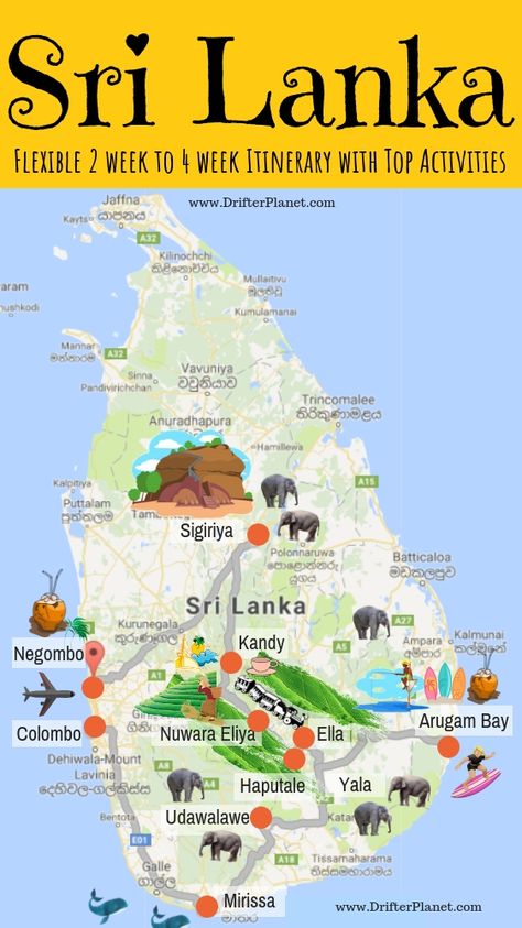 Infographic - Sri Lanka Itinerary with a little bit of everything – mountains, forests, beaches, history, culture, and adventure. Sri Lanka 1 Week Itinerary, Maldives Itinerary, Sri Lanka Itinerary, Arugam Bay, Adam's Peak, Travel Infographic, Sri Lanka Travel, Train Ride, Travel Map