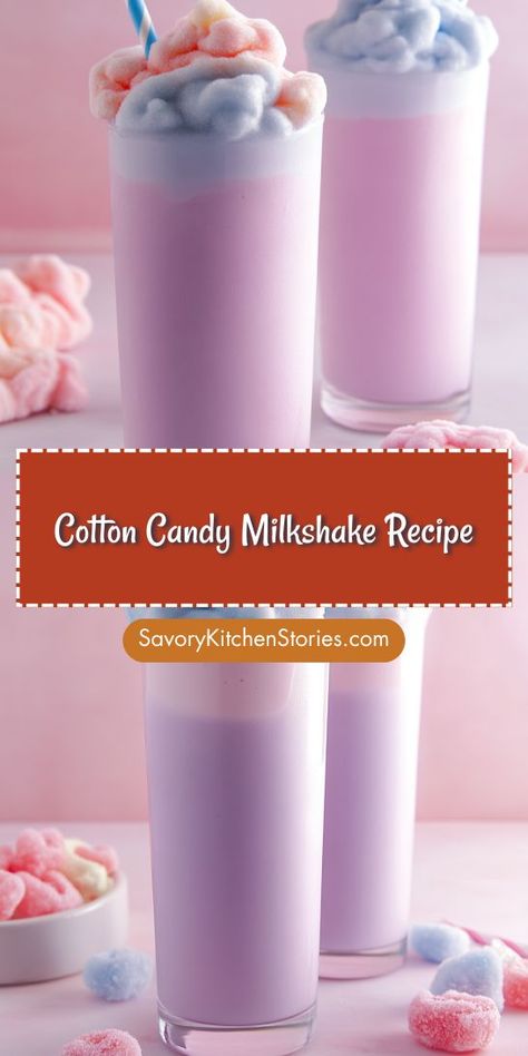 Dreaming of a drink that combines nostalgia and sweetness in every sip? This Cotton Candy Milkshake Recipe is just what you need! Bursting with flavor and creativity, it’s a delightful addition to any candy drinks collection. Be sure to save it for those special occasions and sweet cravings! Fun Milkshake Ideas, Cotton Candy Mocktail Recipe, Cotton Candy Milkshake Recipe, Cotton Candy Milkshake, Candy Milkshake, Diy Cotton Candy, Crazy Milkshakes, Cotton Candy Recipe, Cotton Candy Cupcakes