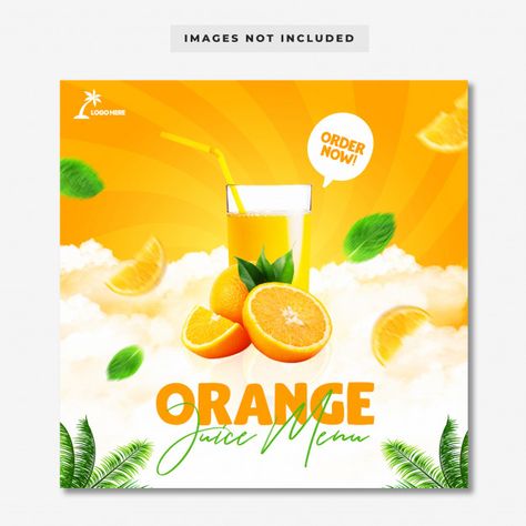 Juice Banner Design, Menu Instagram Post, Summer Drink Menu, Orange Banner, Juice Menu, Juice Ad, Juice Shop, Banner Web, Retro Graphic Design