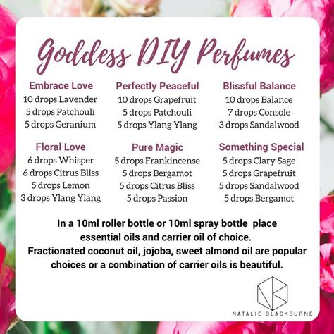 Floral Essential Oil Blends Perfume Recipes, Essential Oil Perfume Roller Blends, Witchy Perfume Recipes, Essential Oil Roller Ball Blends, Doterra Perfume Blends, Pheromone Essential Oil Blend, How To Make Pheromone Oil, Diy Pheromone Perfume Essential Oils, Diy Fragrance Oil Perfume Recipes