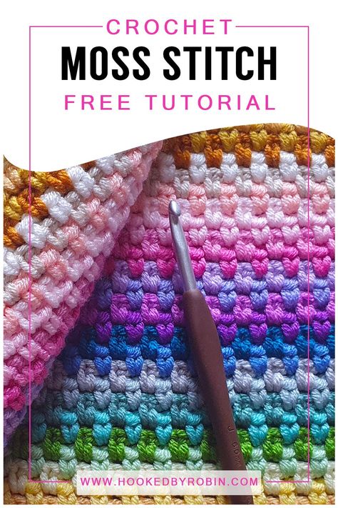 Crochet Moss Stitch [Free Video Tutorial & Written Pattern!] Free Crochet Moss Stitch Blanket Patterns, Chevron Moss Stitch Crochet, Moss Stitch Afghan Free Pattern, Fun Easy Crochet Stitches, Double Crochet Moss Stitch, Moss Crochet Blanket, How To Create A Crochet Pattern, Moss Stitch Crochet Tutorial, Moss Stiches Crochet Blanket