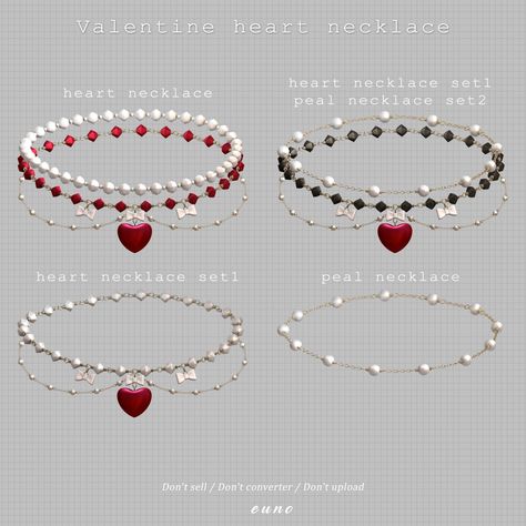 Valentine Heart necklace | euno sims on Patreon Sims 4 Eunosims, Hair Accessories Cc Sims 4, Brazil Sims 4 Cc, Sims 4 Cute Accessories, Sims 4 Pearl Cc, The Sims 4 Accessories, Euno Sims, Sims Jewelry, Sims4 Cc Patreon