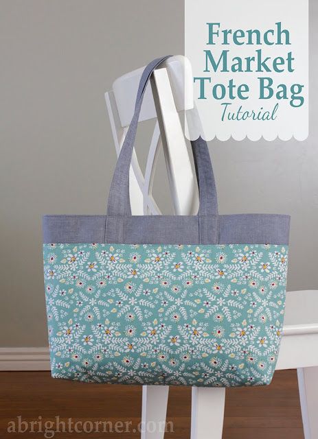 French Market Tote Bag tutorial from A Bright Corner Tote Tutorial, Tote Bag Pattern Free, Tote Bag Tutorial, Market Tote Bag, Bag Pattern Free, Free Tote, Tote Bags Sewing, French Market, Sewing Purses