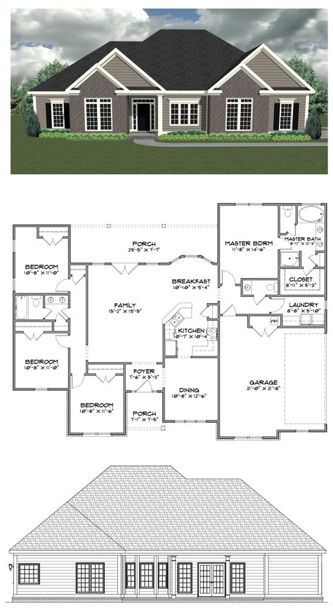 Plan SC1810: 4 bedroom 2.5 bath home with 1810 heated square feet. We will be updating our website later in 2014. This plan along with many others will be available for purchase online at stevecoxinc.net - All plans are available now, please contact us for more information. 4 Bedroom 2 Bath House Plans Single Story, Small 5 Bedroom House Plans, Flat House Plans, Bungalow House Floor Plans, Flat House, 5 Bedroom House Plans, Small Porch, Bungalow Floor Plans, Bungalow Style House Plans