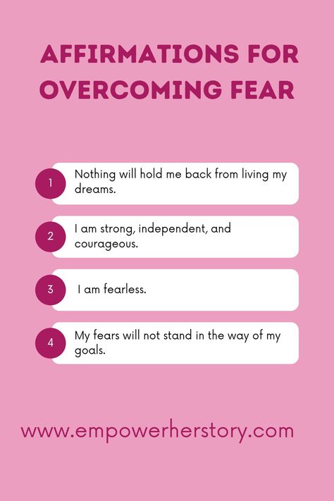 Write and say these affirmations to help you overcome fear. Affirmation For Fear, Fear Of Rejection Affirmations, Letting Go Of Fear Affirmations, Fear Of Judgement Affirmations, Release Fear Affirmations, Get Over Fear, Releasing Fear Affirmations, Fear Affirmations, Quotes To Overcome Fear